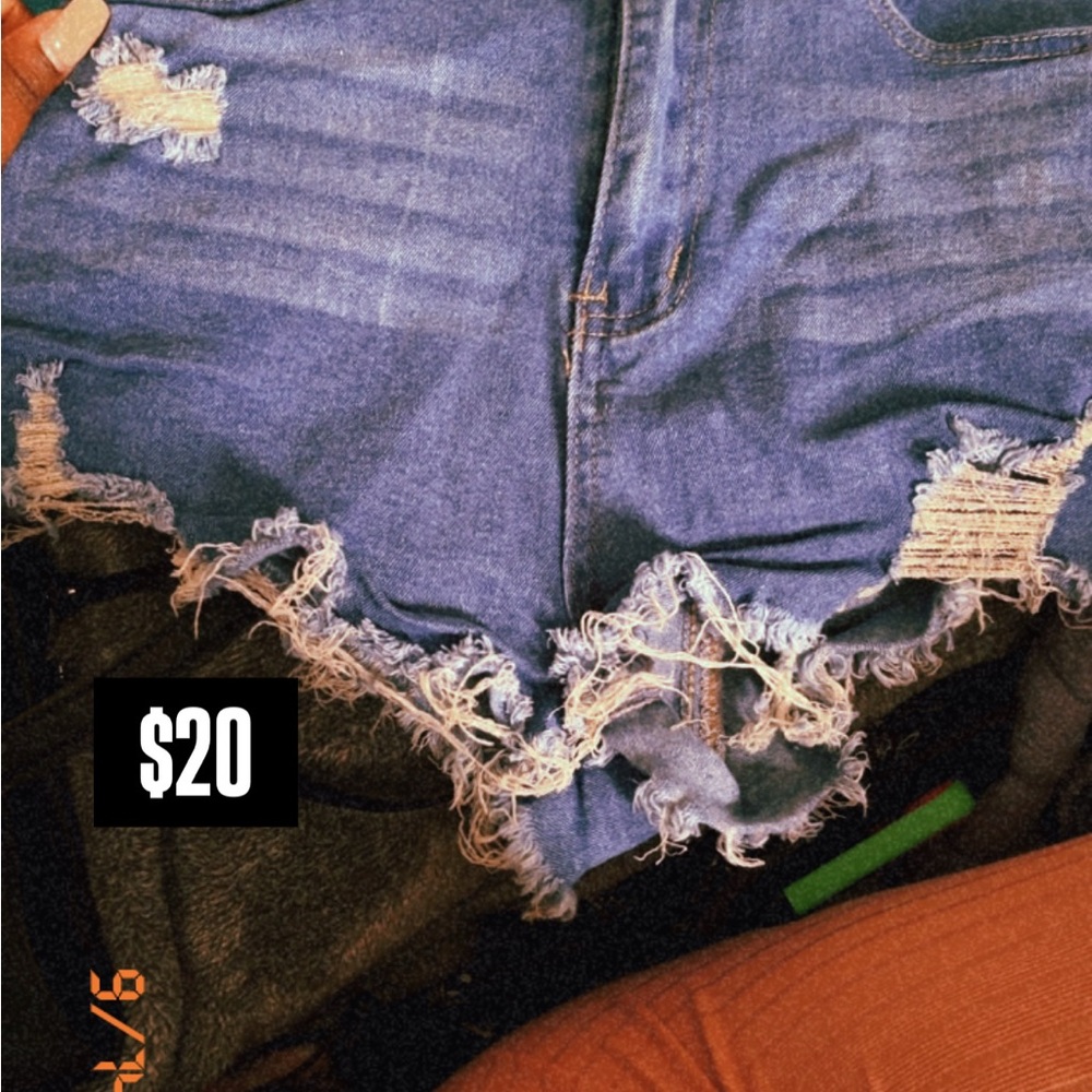 Forever 21 Blue Distressed Jean Shorts